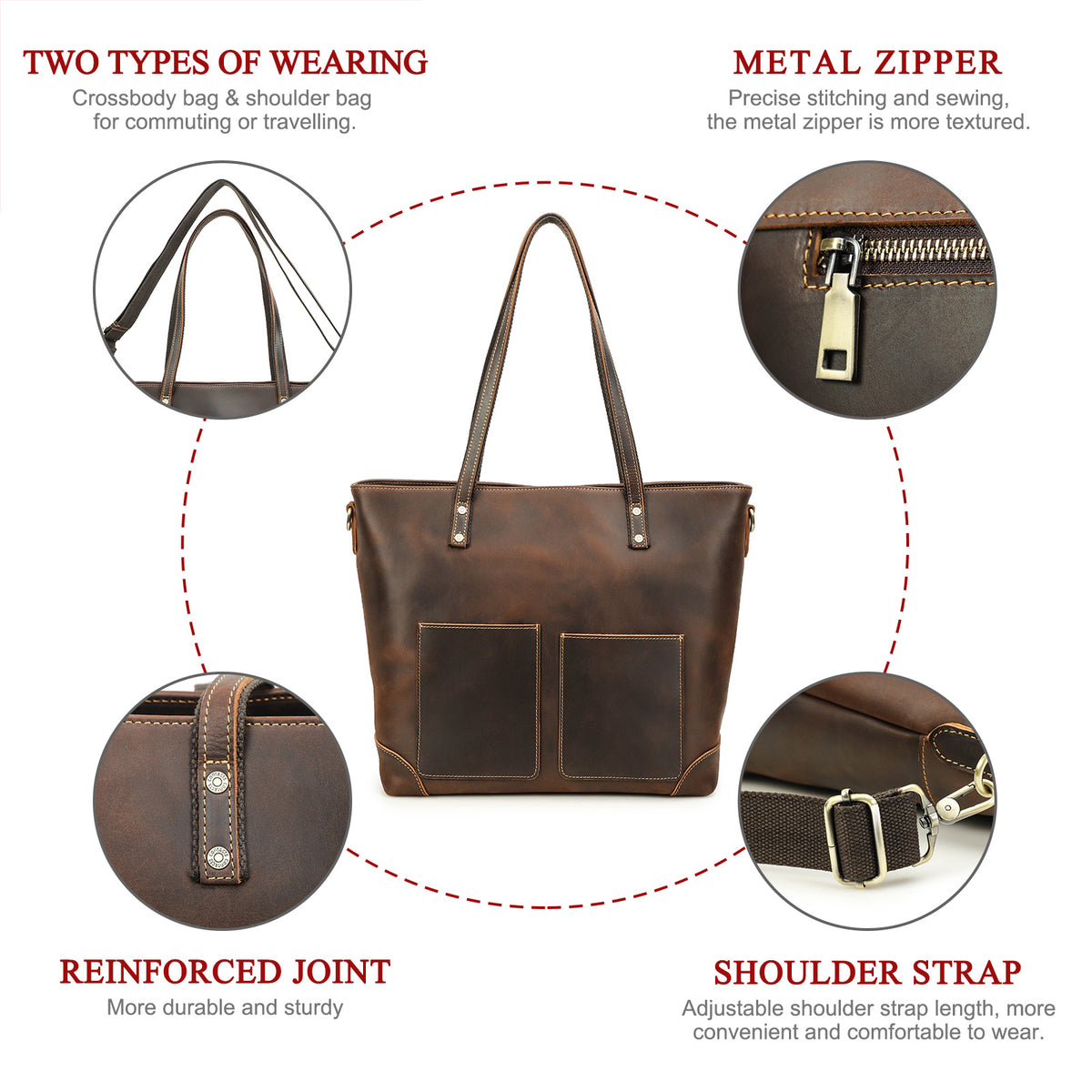 Grosses Retro Crossbody aus Echtleder – Bild 3 | LuxeStyle