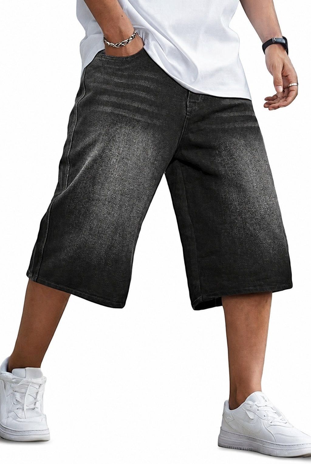 Vintage-Wasch Y2K Denim Shorts für Herren