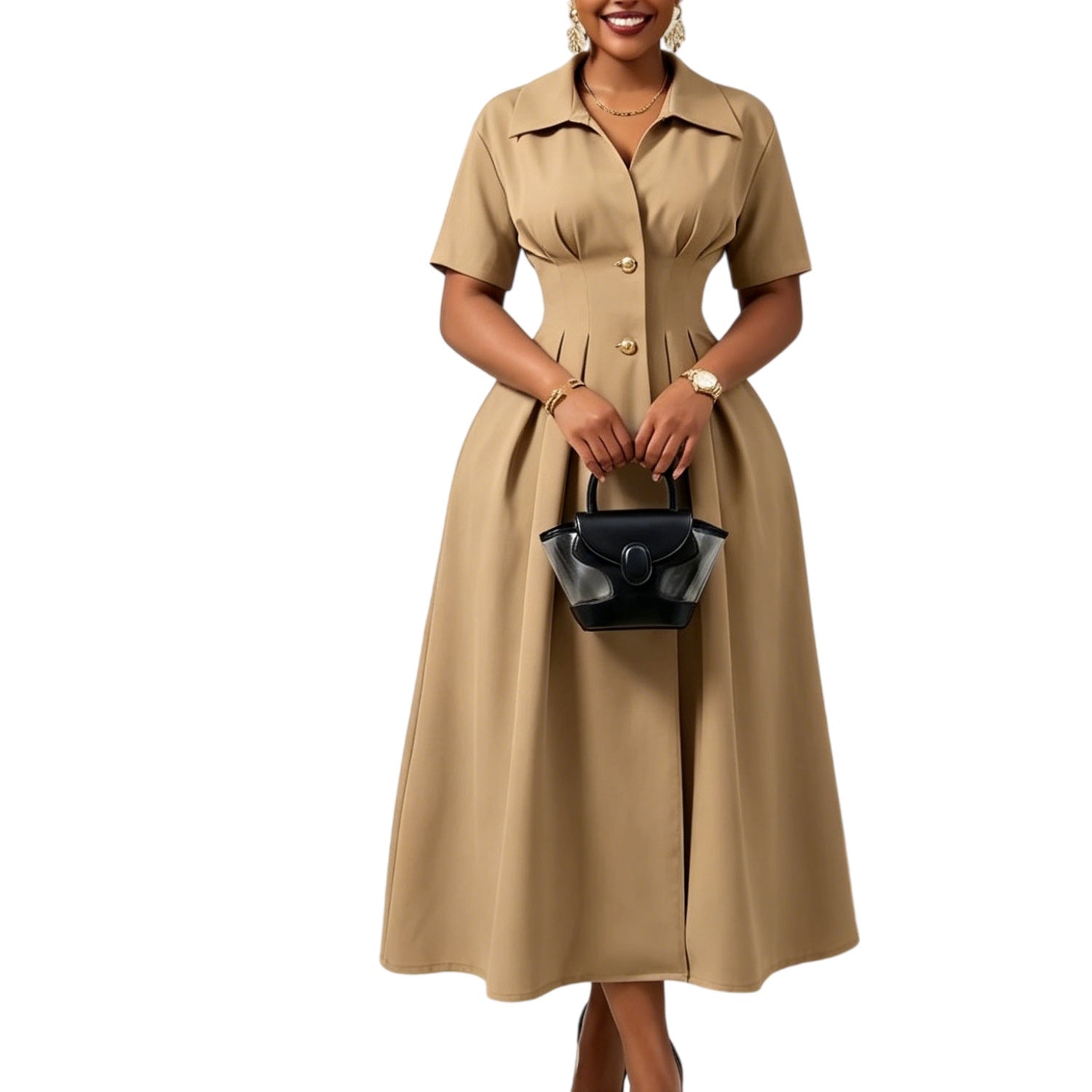 Elegantes A-Linien Kleid mit Reverskragen