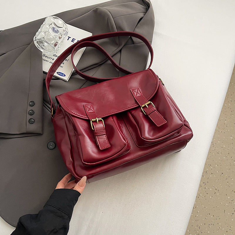 Schultertasche «Milano» – PU-Leder, grosse Kapazität