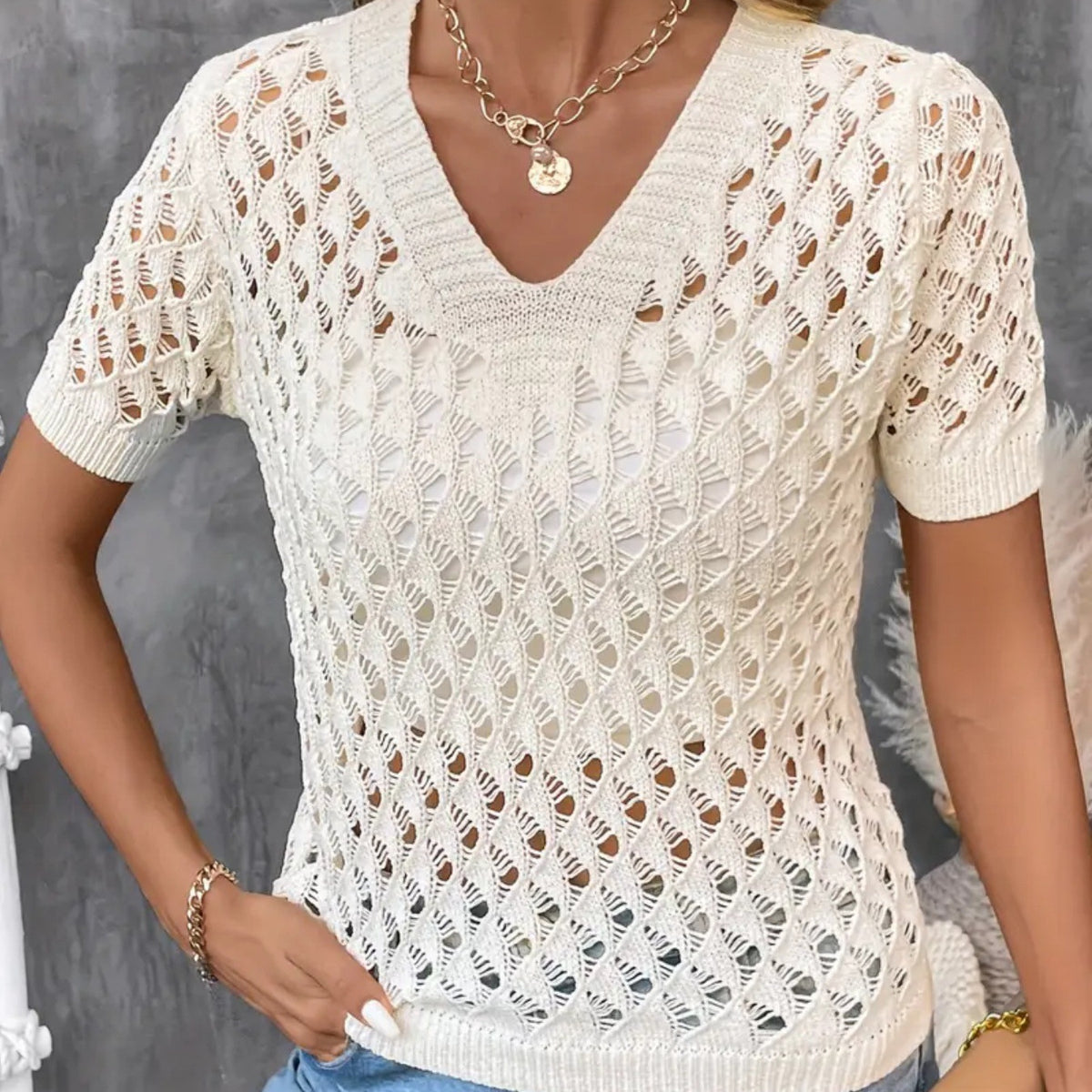 Elegantes Strick-Top mit Lochmuster | LuxeStyle