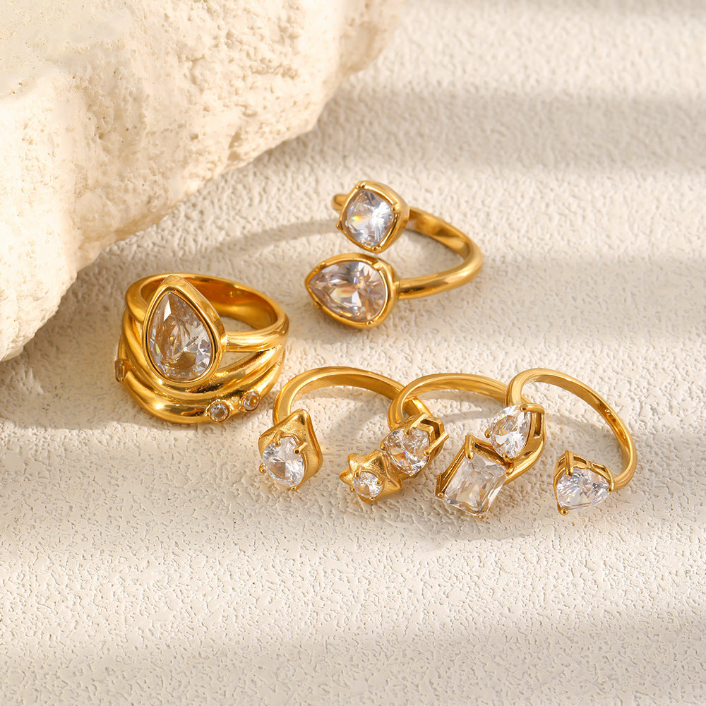 Eleganter Wassertropfen Zirkon Ring für Damen