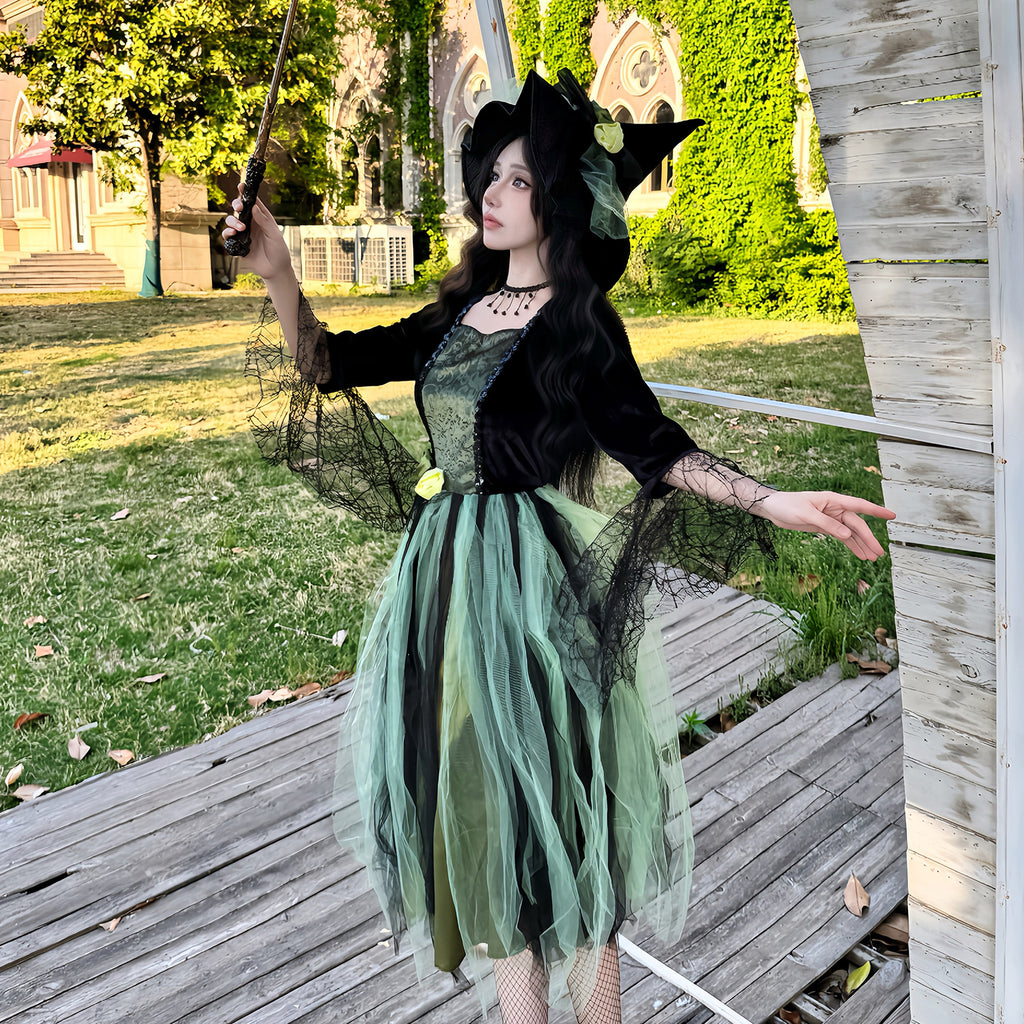Hexenkostüm mit Kleid, Hut und Halskette – Bild 5 | LuxeStyle