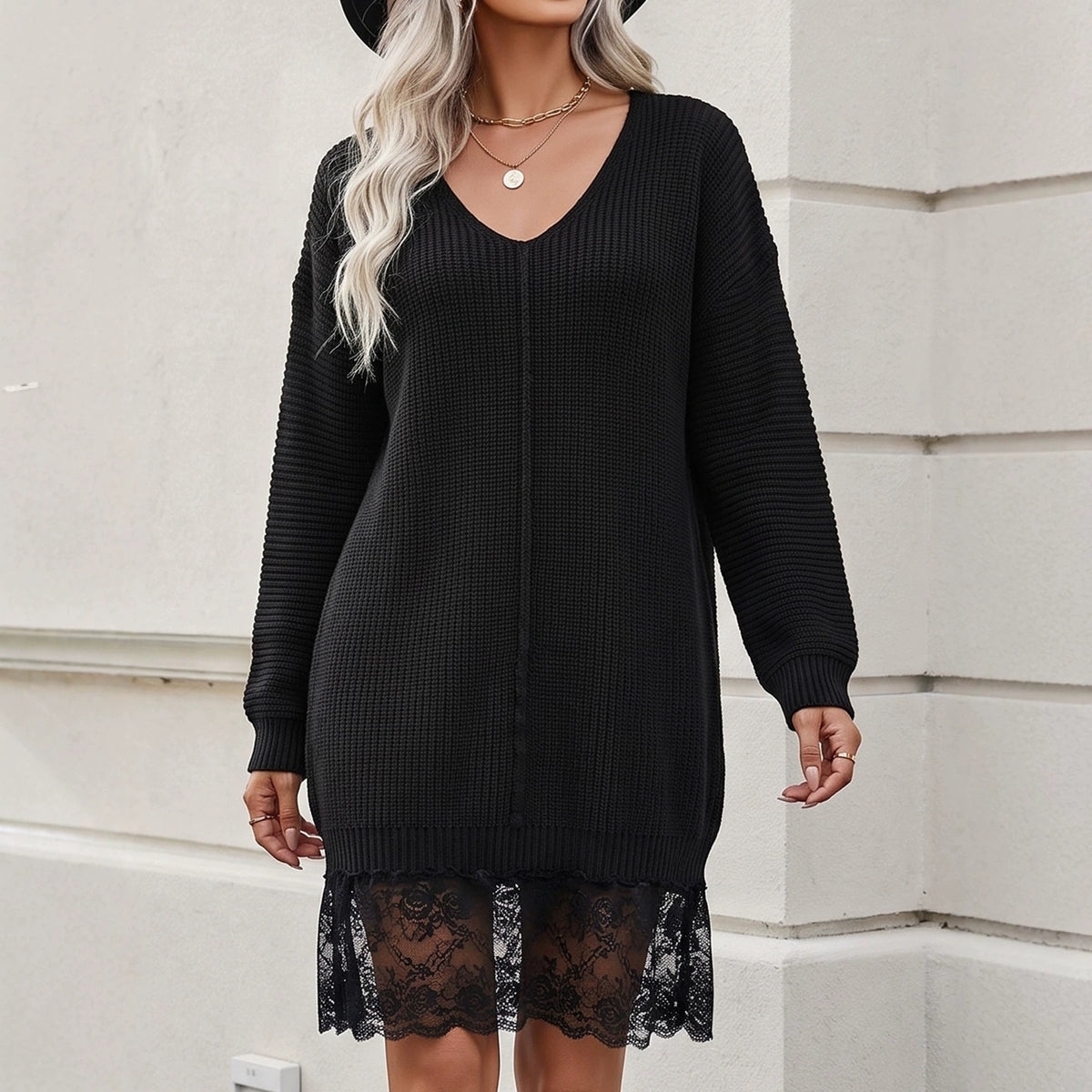Damen-Kleid mit Spitzen-Einsätzen – Bild 3 | LuxeStyle