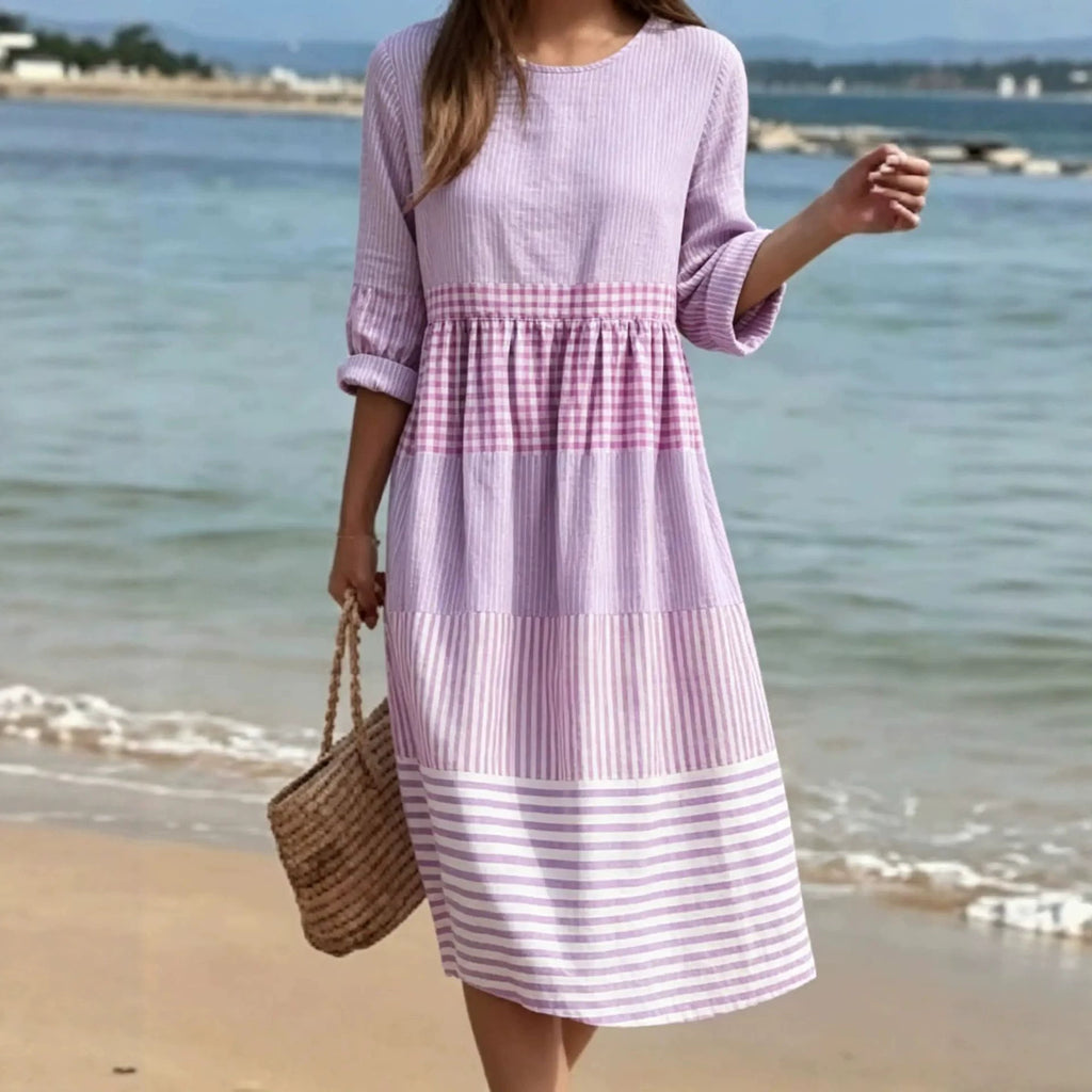 Damen Casual Baumwoll-Leinen Kleid