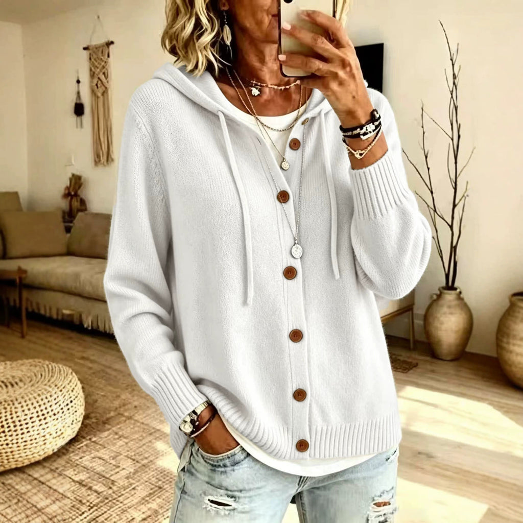 Kapuzen-Cardigan mit Strickknöpfen