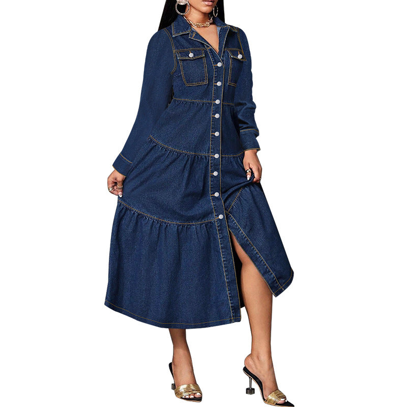 Elegantes Jeanskleid mit Cardigan-Design