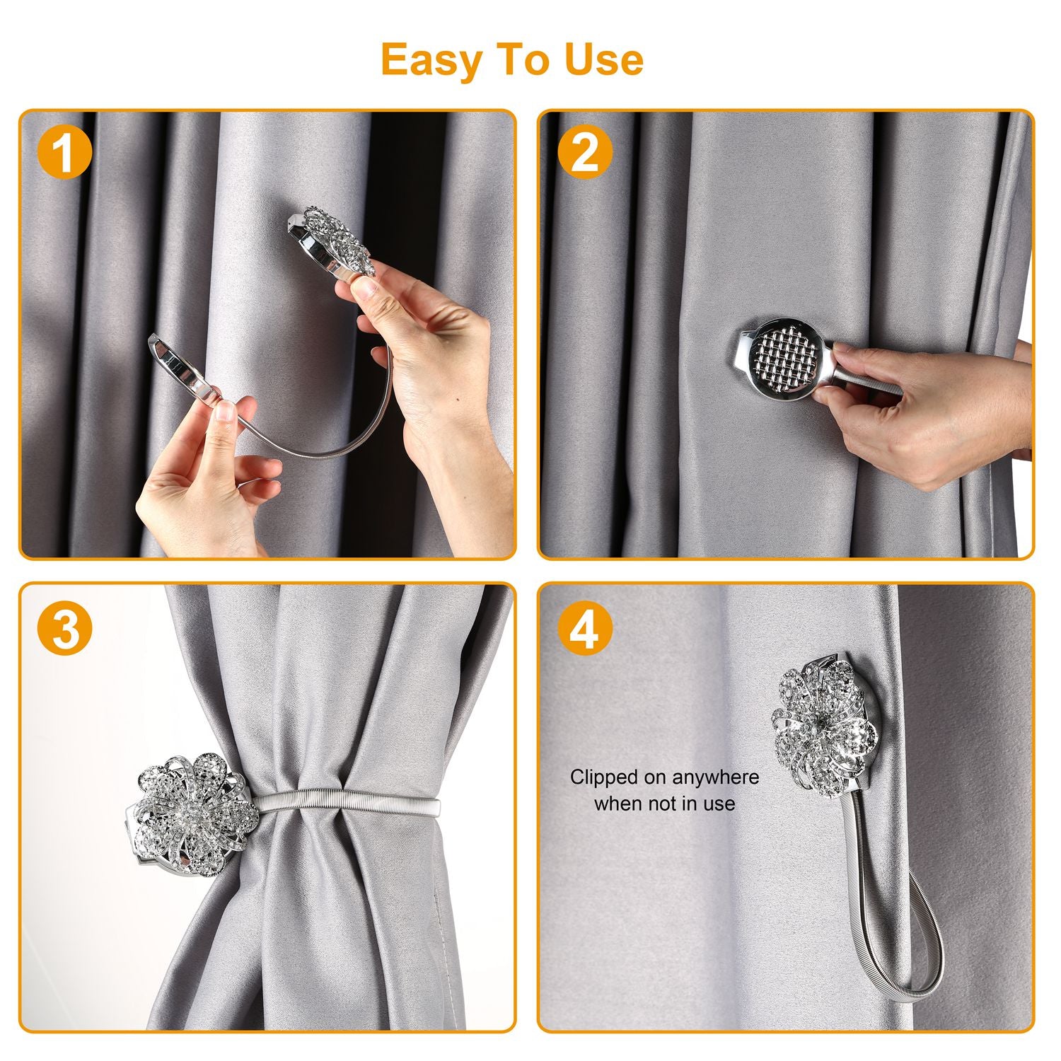 Magnetische Vorhang-Raffhalter mit Blumenmuster (2er-Set)