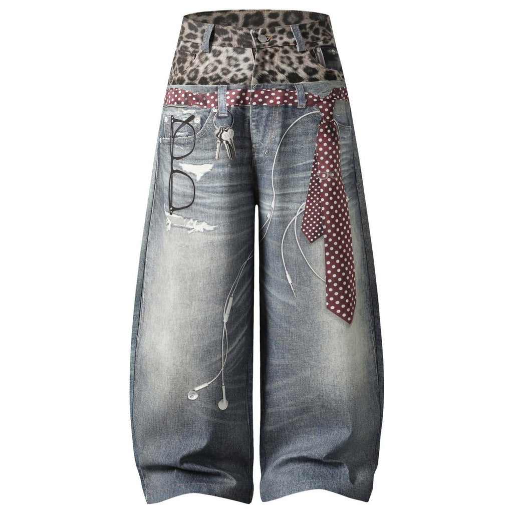Leopard-Muster Jeans