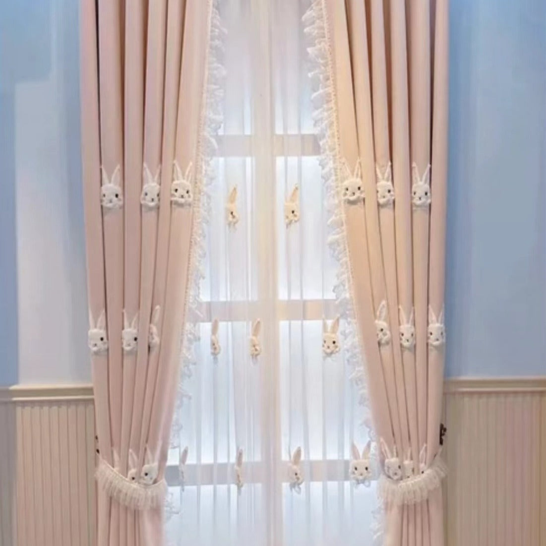 Kinderzimmer Vorhang rosa Häschen