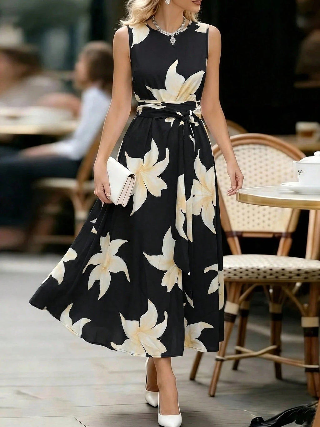 Elegantes Damenkleid mit Gürtel – Bild 5 | LuxeStyle