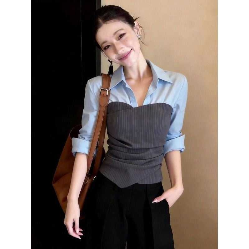 Edle Off-Shoulder Bluse im Zweiteiler-Look