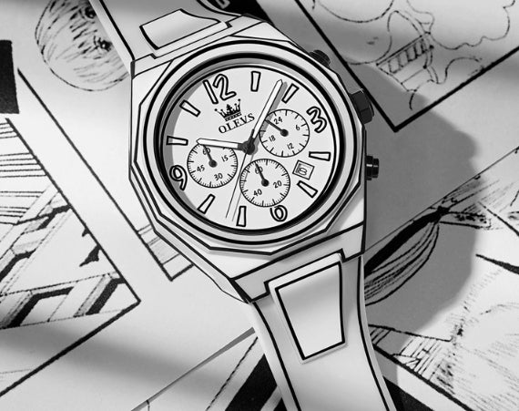 Quarzuhr mit Silikonarmband im Comic-Stil