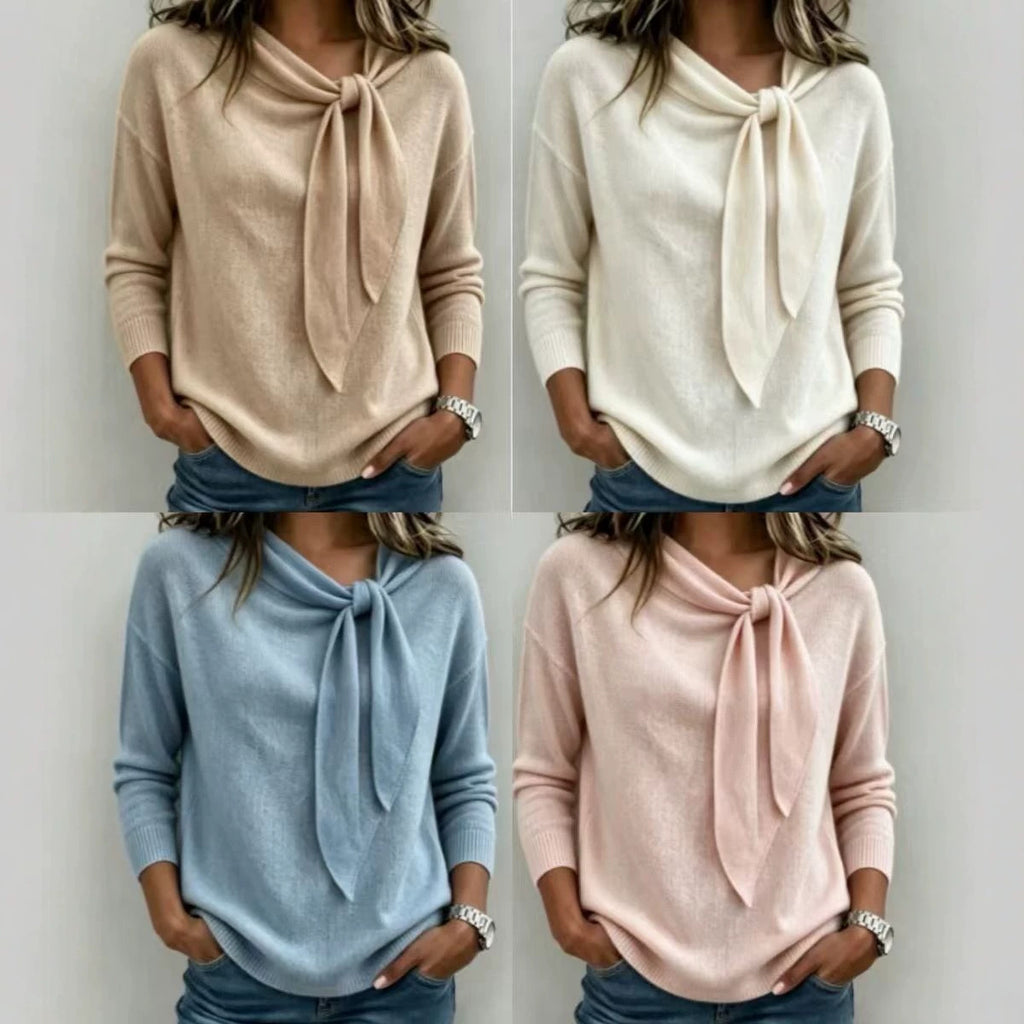 Gestrickter Pullover mit Schleifenknoten
