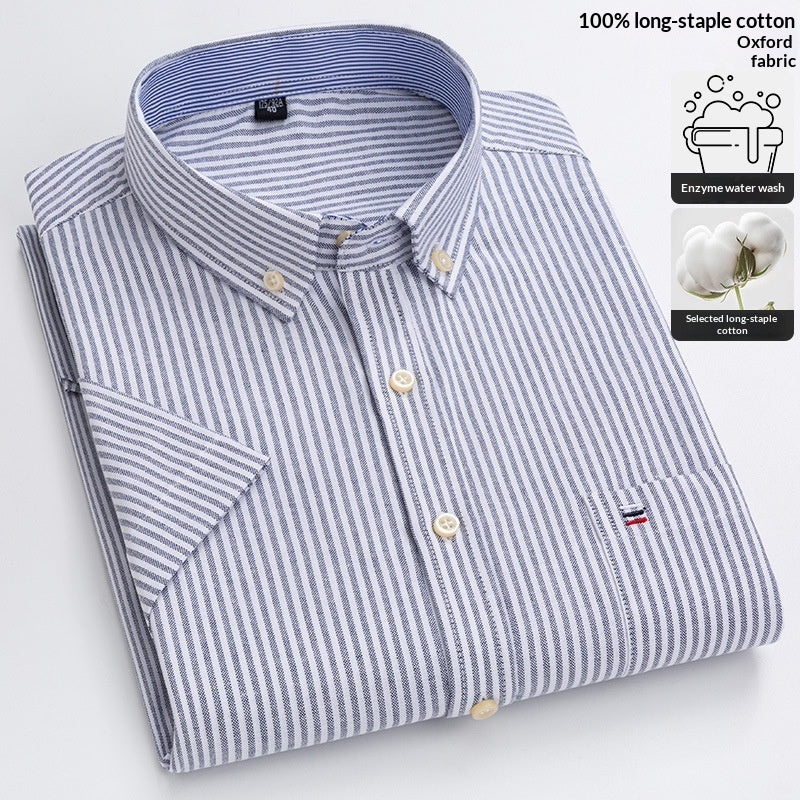 Herren Oxford Baumwollhemd Kurzarm