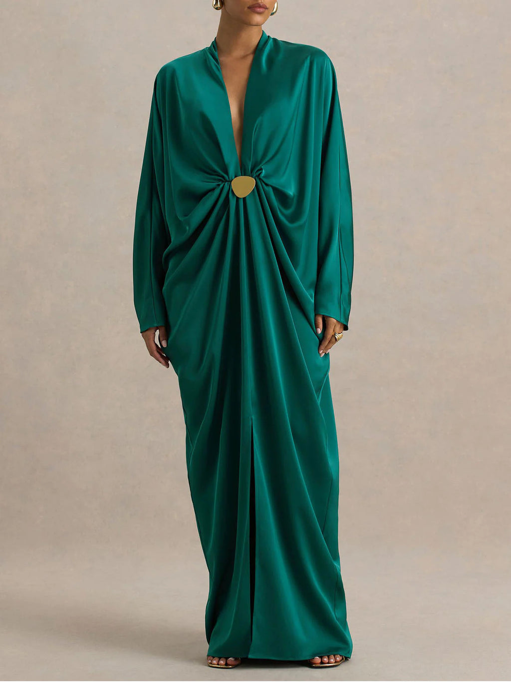 Elegantes Langarm-Kleid mit V-Ausschnitt