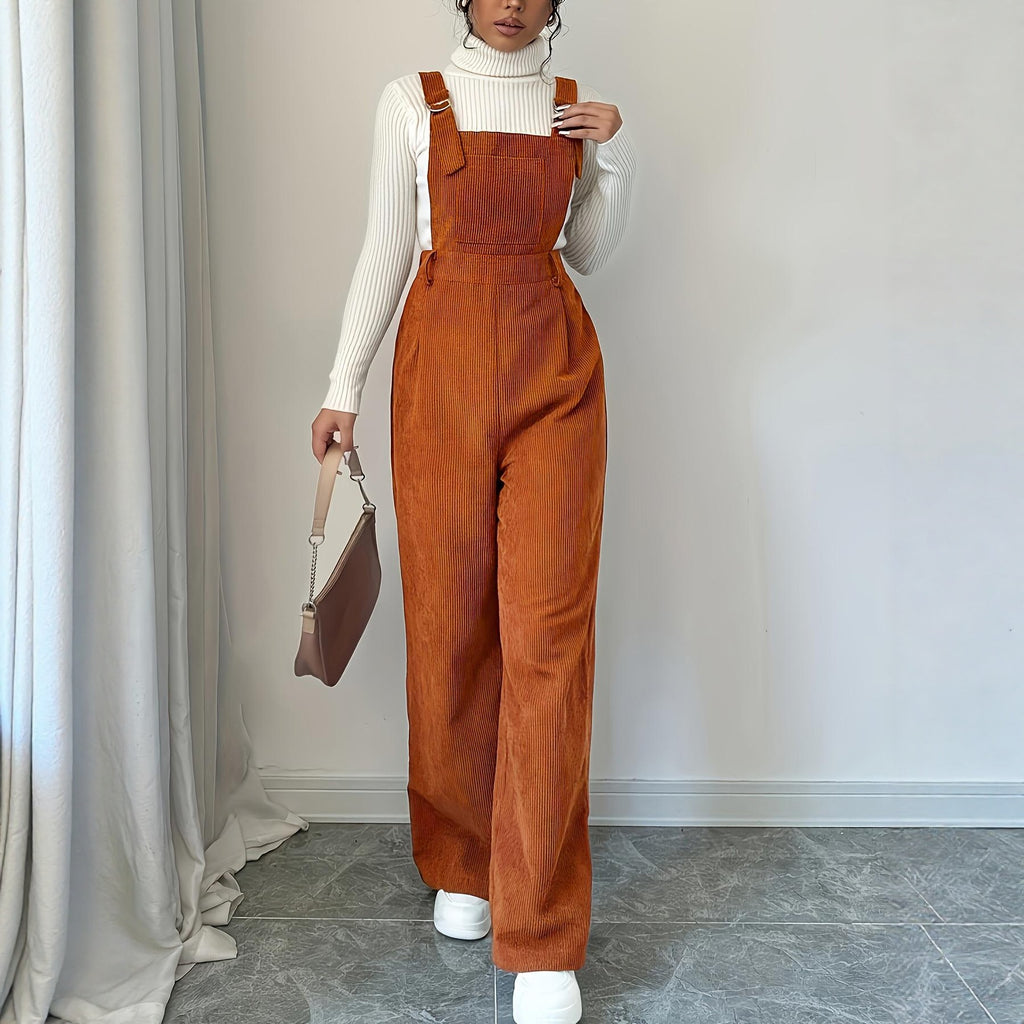Karamellfarbener Cord-Jumpsuit für Damen