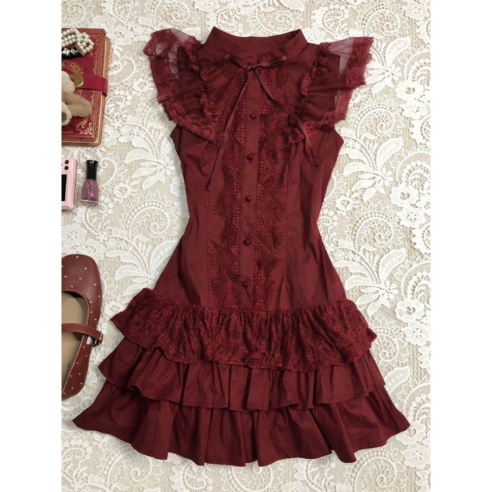 Ärmelloses Kleid mit Schleife und Spitze – Bild 3 | LuxeStyle
