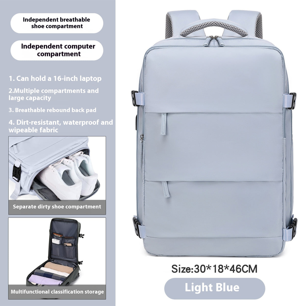 Leichter Reise-Rucksack (36-55L) – Bild 9 | LuxeStyle