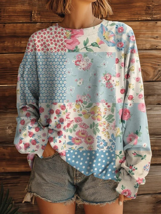 Bedrucktes Langarm-Sweatshirt für Damen