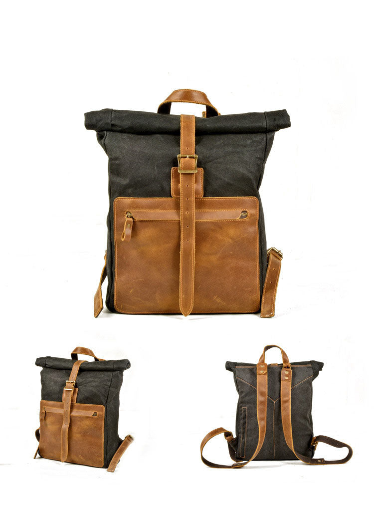 Retro-Canvas-Rucksack für Männer – schwarz – Bild 14 | LuxeStyle