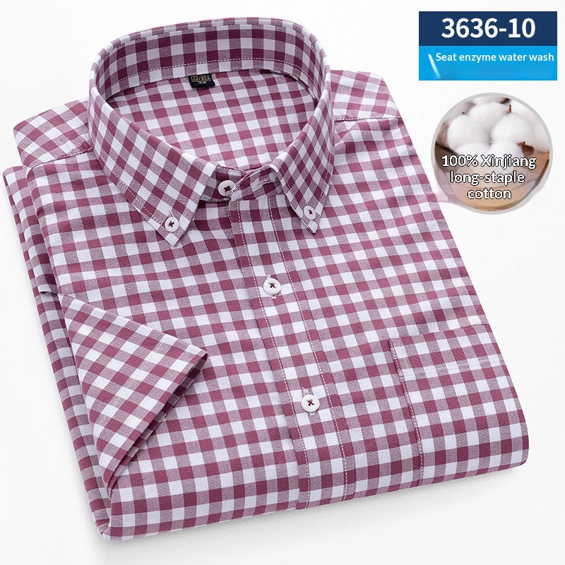 Herren-Shortsleeve Oxford Hemd aus reiner Baumwolle