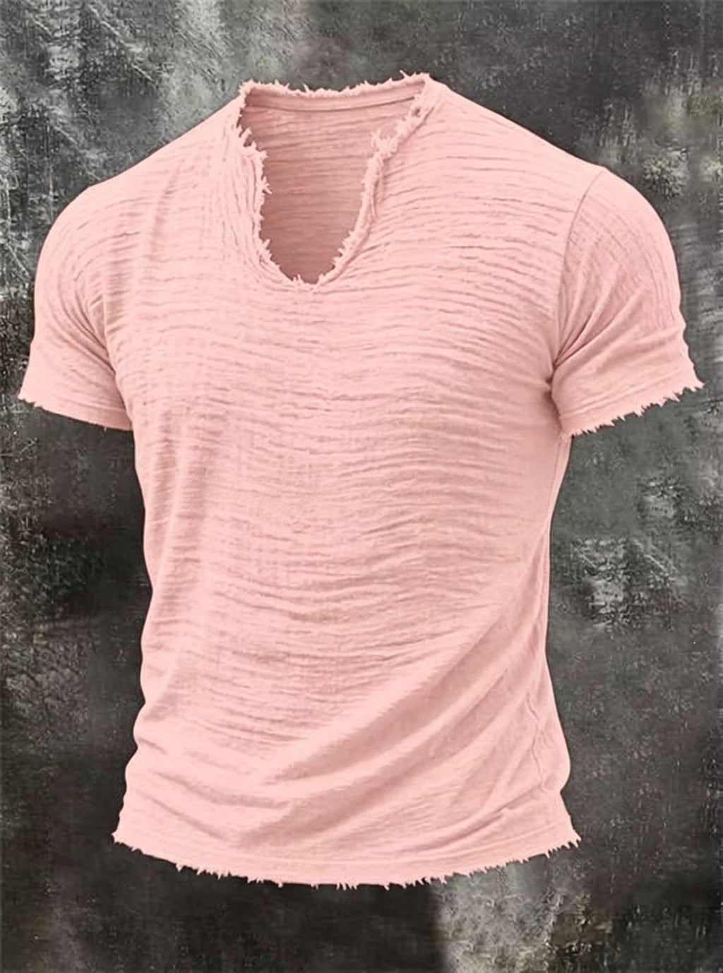 Retro Baumwoll-Leinen T-Shirt mit V-Ausschnitt