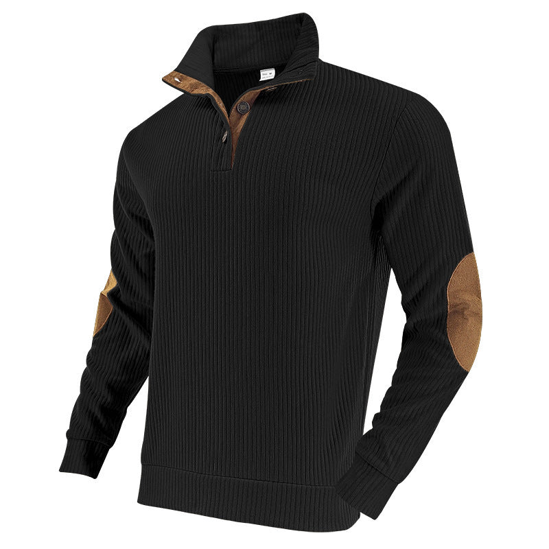 Jacquard Rippstrick Stehkragen Langarmshirt Herren – Bild 3 | LuxeStyle