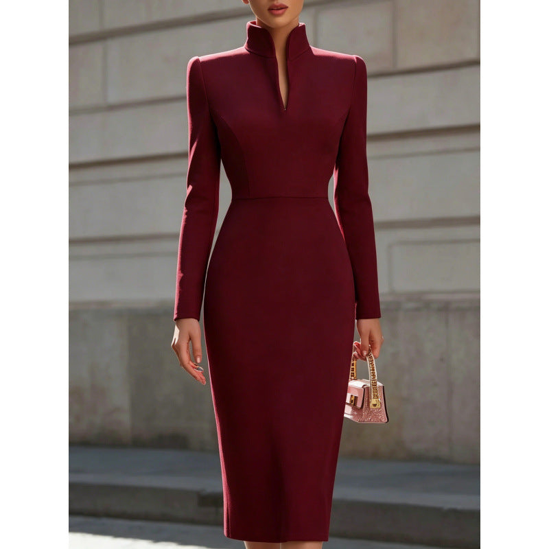 Elegantes Strickkleid mit Stehkragen