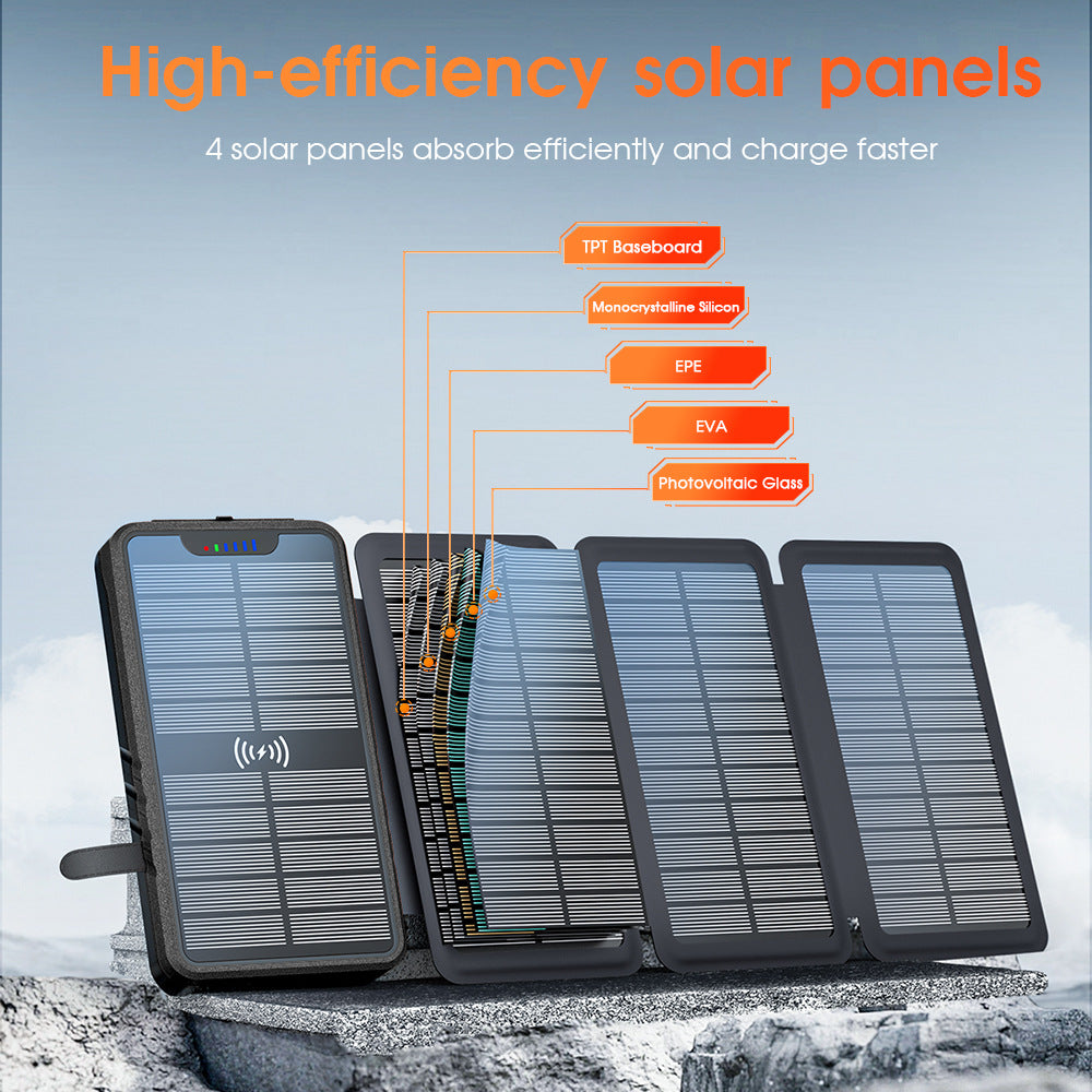 Faltbare Solar Powerbank mit Wireless Charging