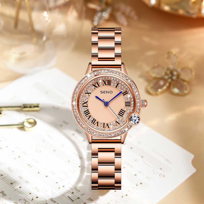 Quarz-Uhr mit Volldiamanten-Glanz aus Edelstahl – Bild 6 | LuxeStyle