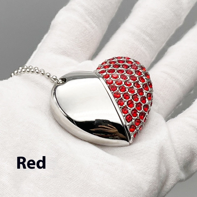 Herzförmiger USB-Stick mit Strass-Besatz