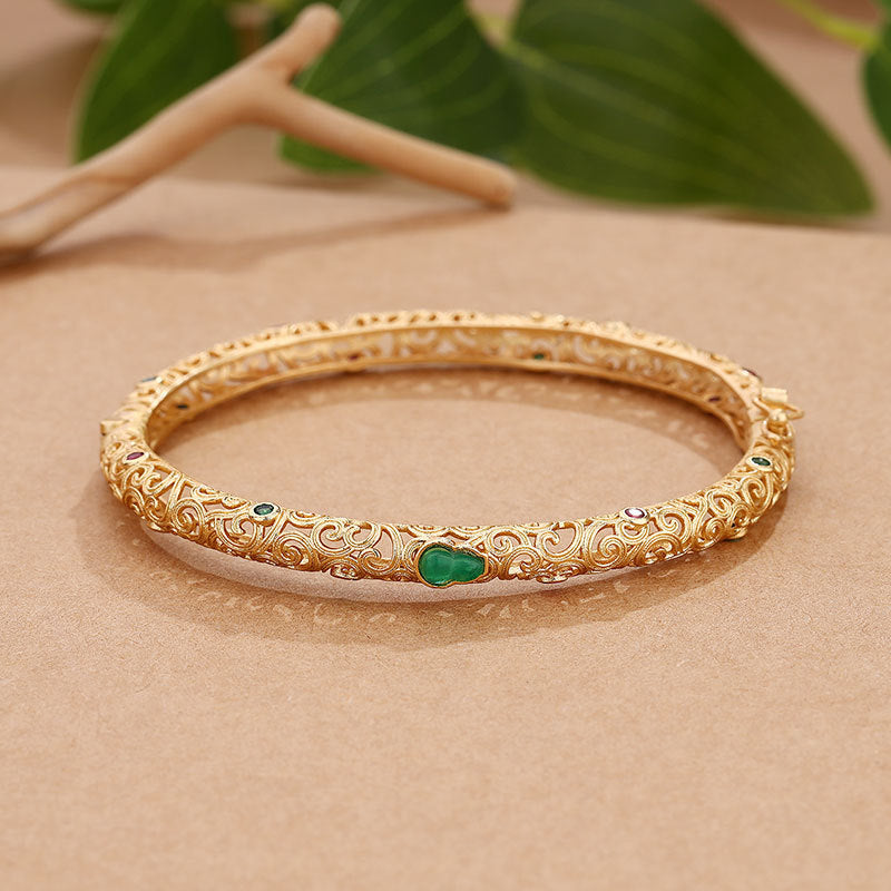 Vergoldetes Jade Armband mit Glückswolken – Bild 7 | LuxeStyle