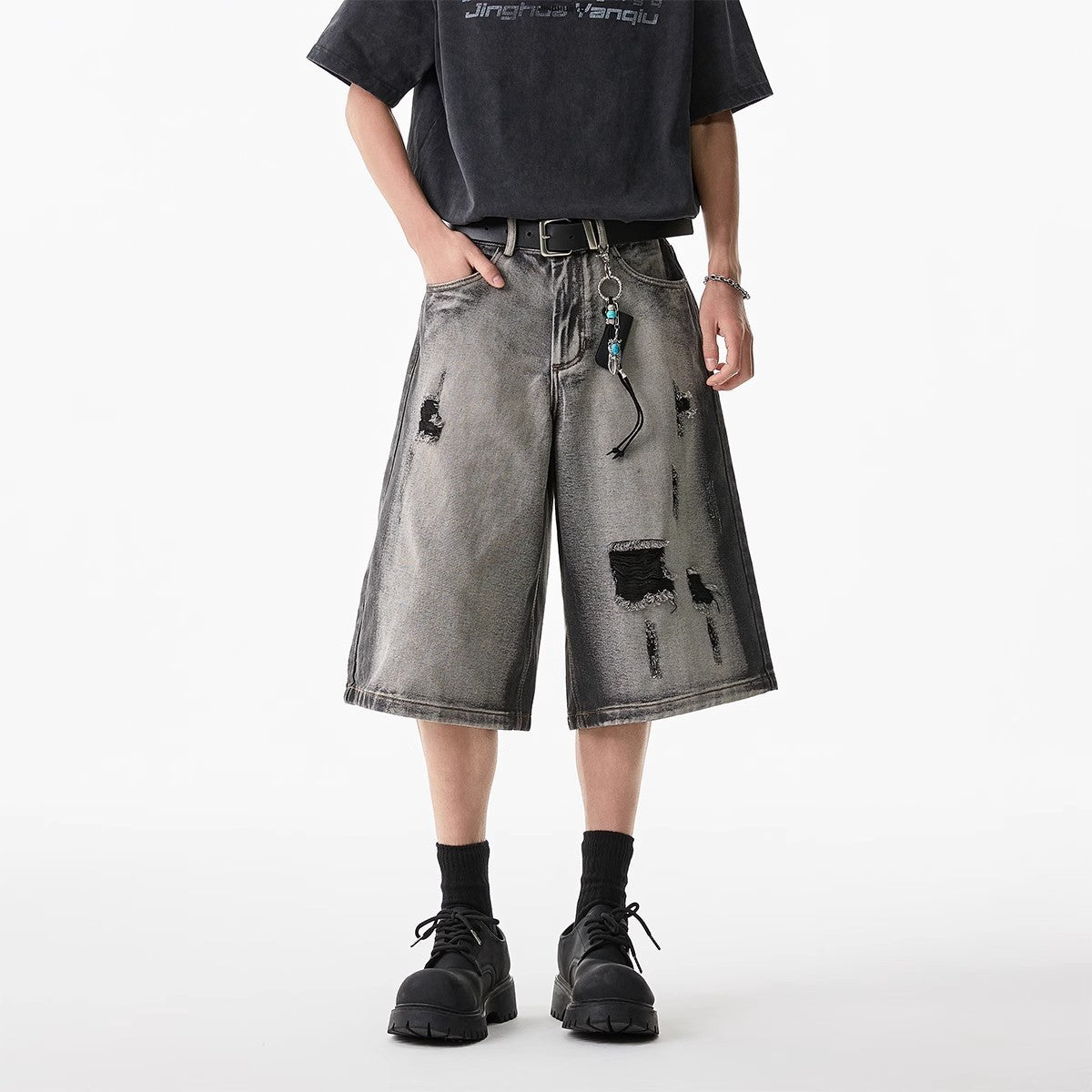 High Street Water Washed Denim Shorts