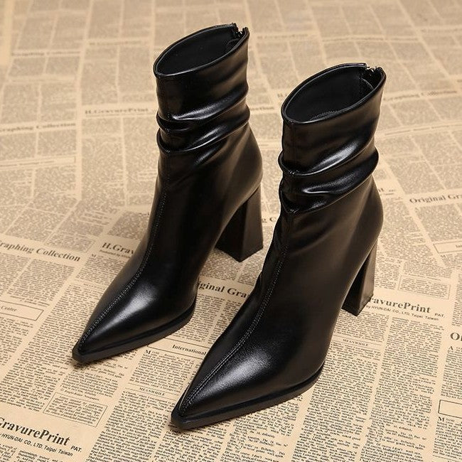 Warme Velours-Stiefel mit Absatz