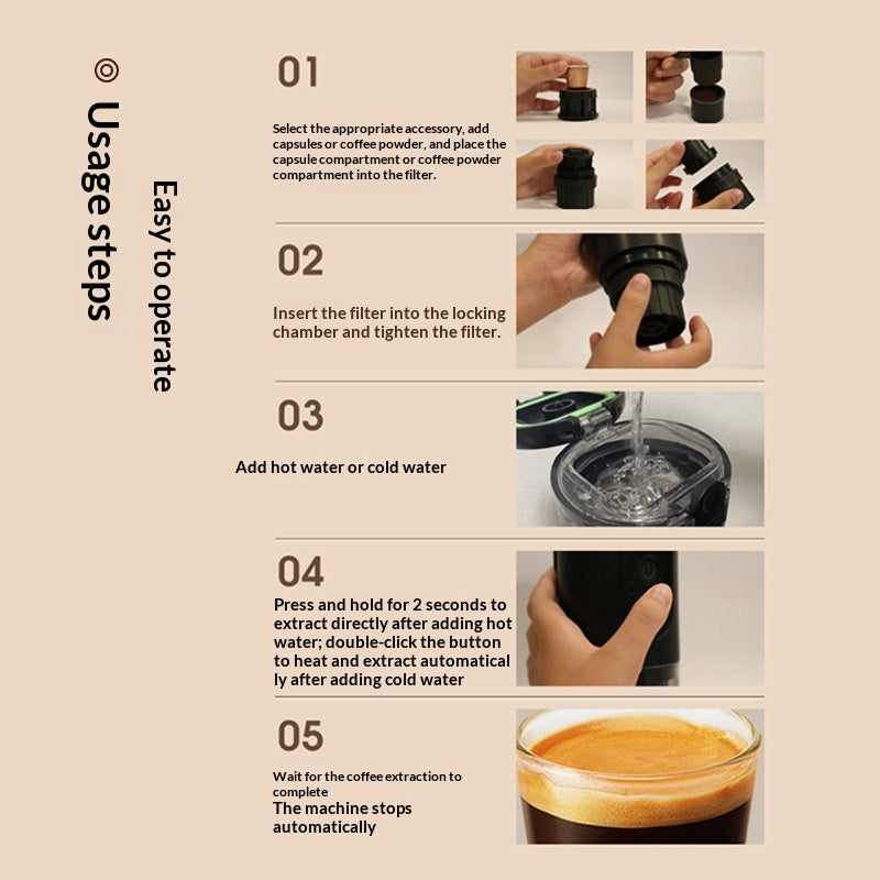 Mini tragbare Kaffeemaschine für unterwegs