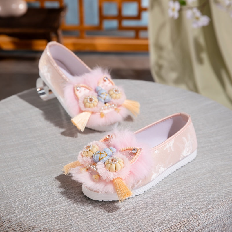 Handbestickte Löwenkopf-Sandalen für Damen
