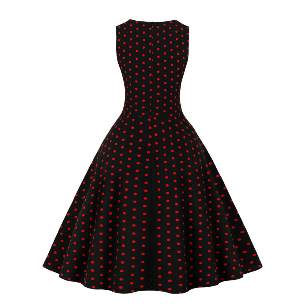 Retro Sommer A-Linien-Kleid mit Polka Dots – Bild 4 | LuxeStyle