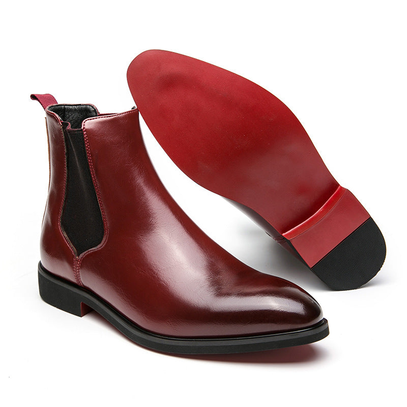 Herren Business High-Top Stiefel aus rotem Leder