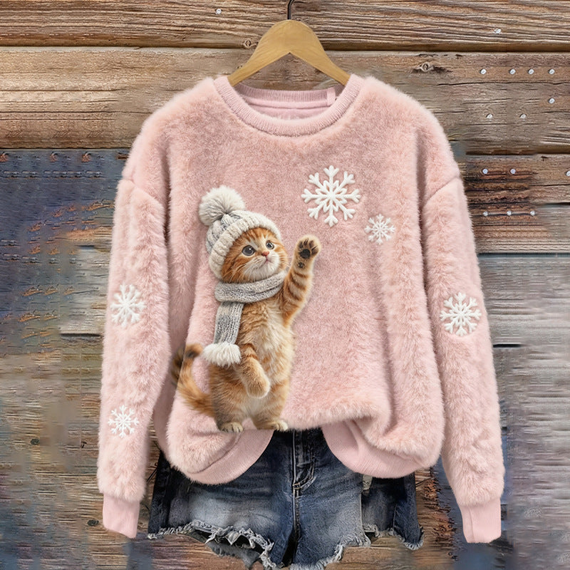 Kapuzen-Sweatshirt aus Flanell mit 3D-Effekt