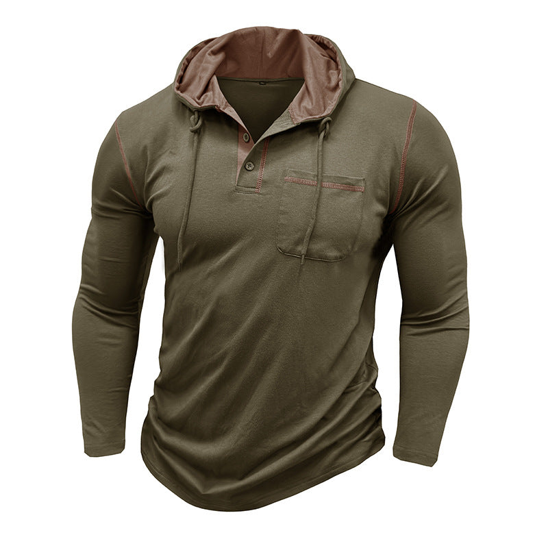Herren Langarmshirt Henley mit Kapuze – Bild 12 | LuxeStyle