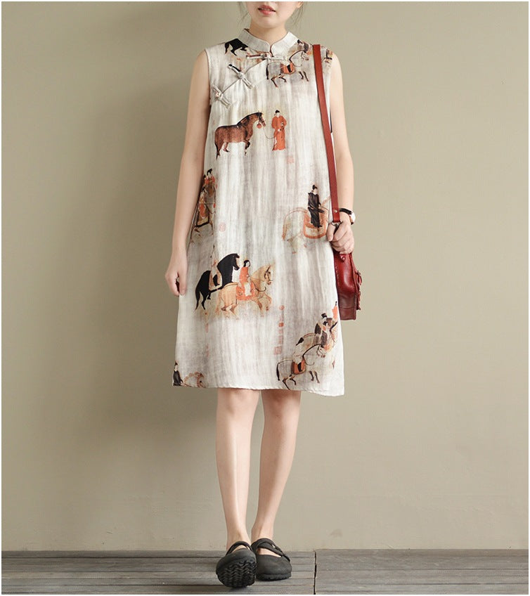 Ärmelloses Cheongsam Midikleid für Damen – Bild 6 | LuxeStyle