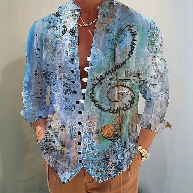 Langärmliges Herren-Mandarin-Kragen-Shirt – Bild 4 | LuxeStyle