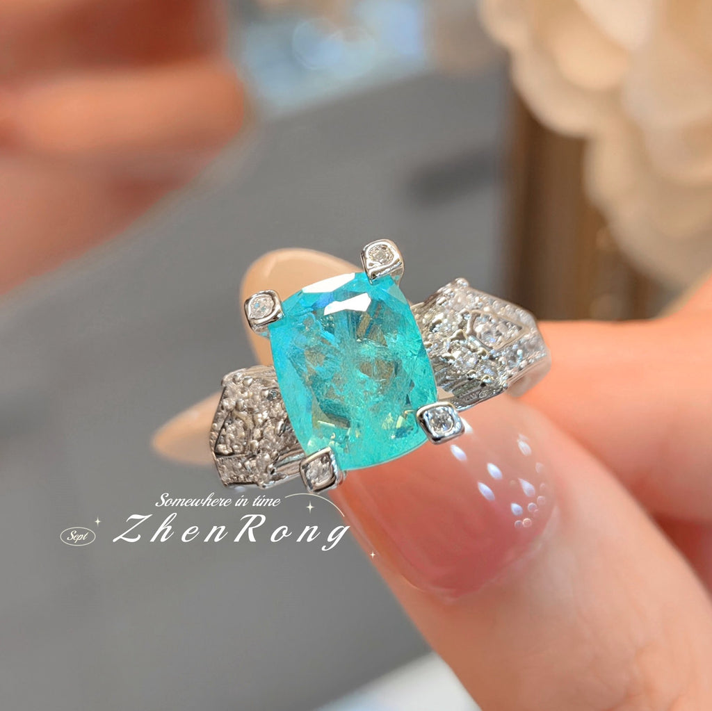 Paraiba-Tourmalin-Ring mit Diamanten