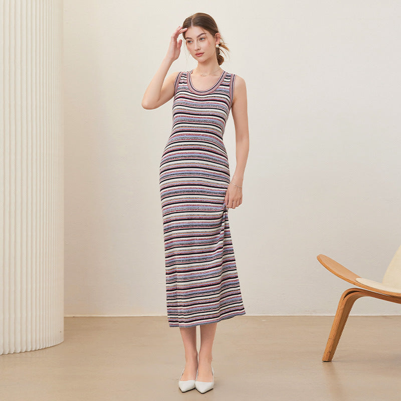 Retro gestreiftes Strickkleid für Damen – Bild 3 | LuxeStyle