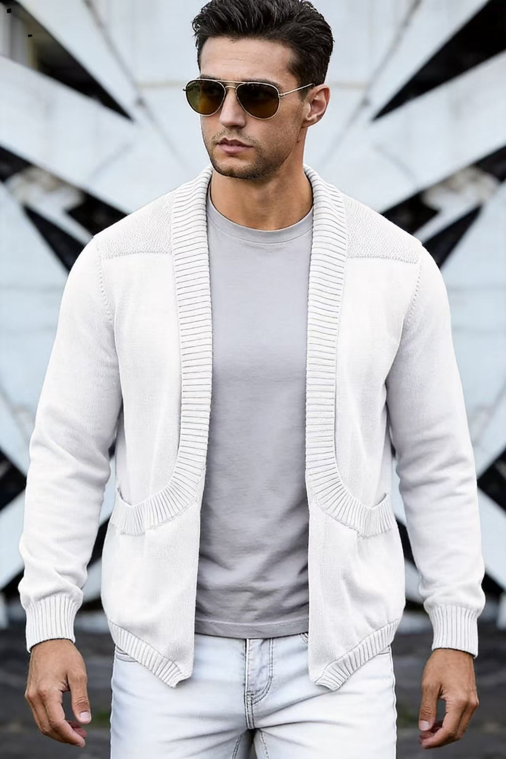 Herren Strick-Cardigan mit Schalkragen