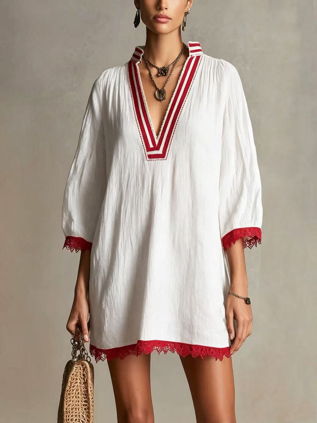 V-Ausschnitt Freizeitkleid für Damen – Bild 12 | LuxeStyle