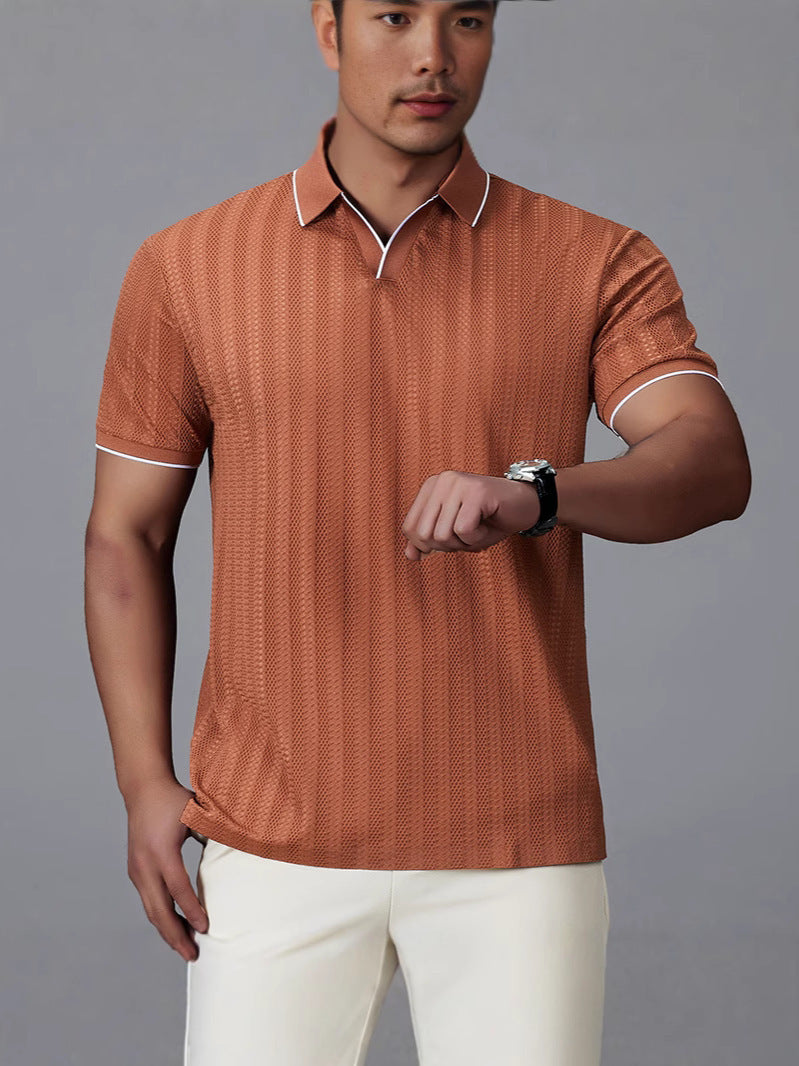 Polo-Shirt Kurzarm aus Eisseide für Herren – Bild 6 | LuxeStyle