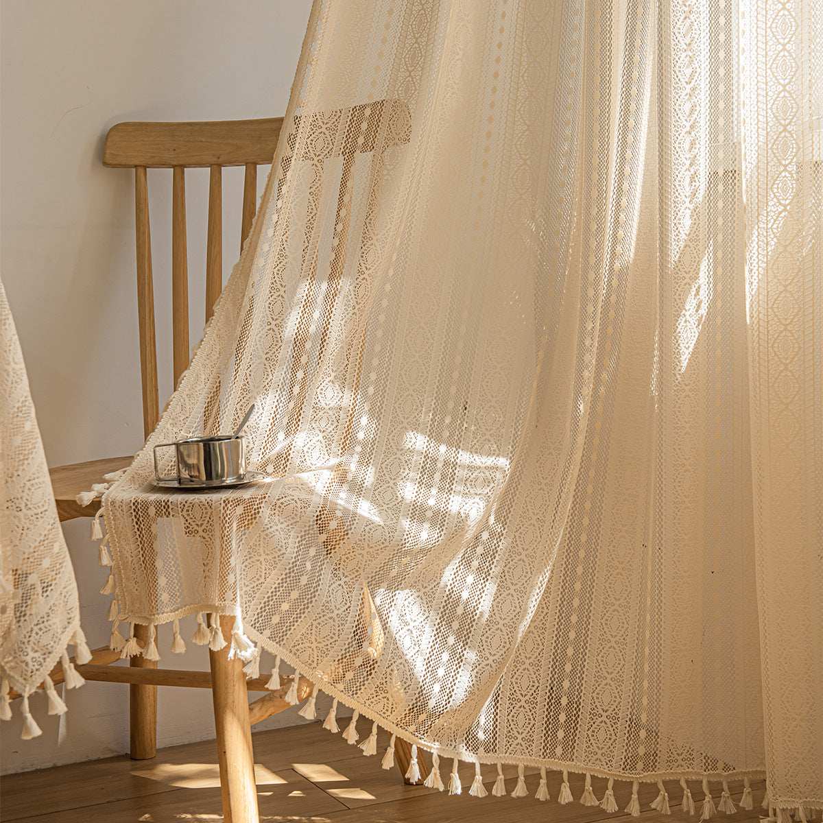 Holzton-Lace-Mesh-Vorhang für Schlaf-/Wohnzimmer