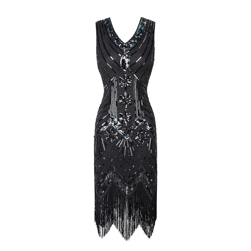 Retro Paillettenkleid mit Perlen